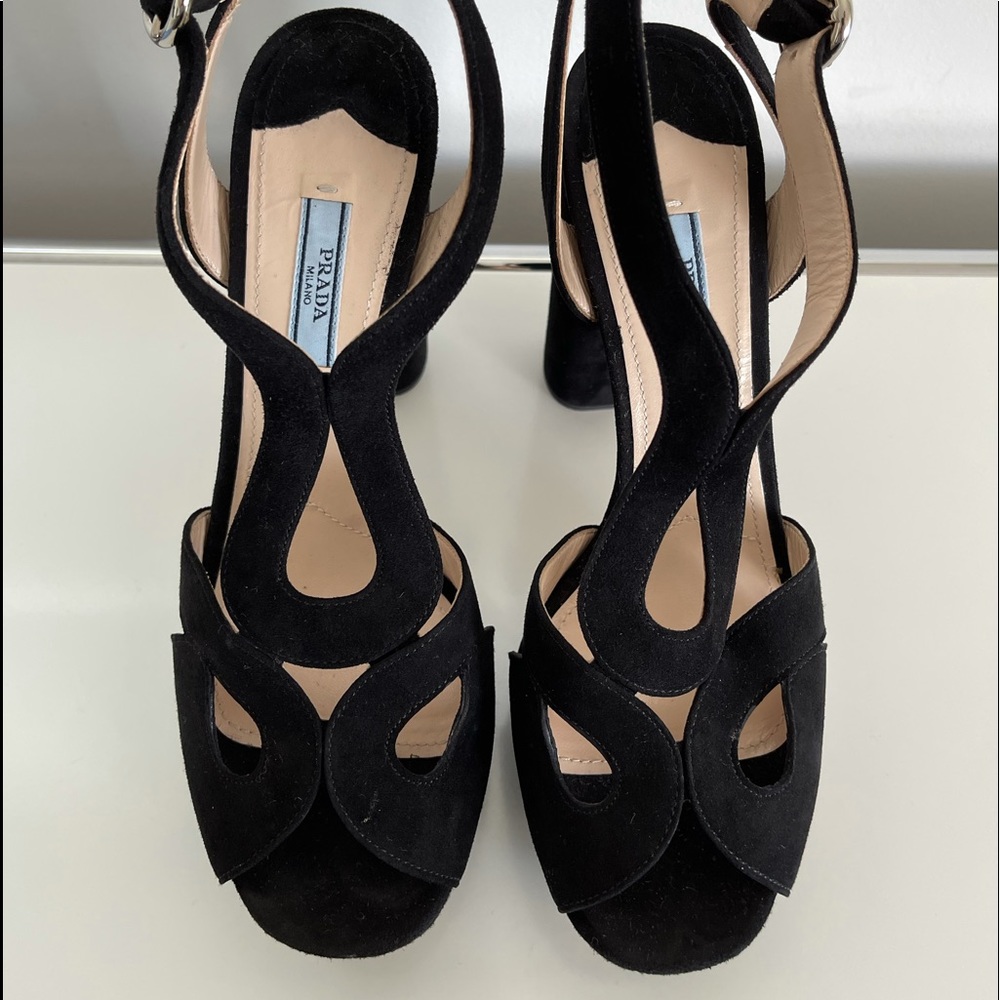 Prada suede black platforms